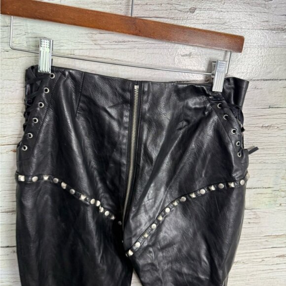 I AM GIA Leather Pants faux black size xs lace up - Picture 7 of 9